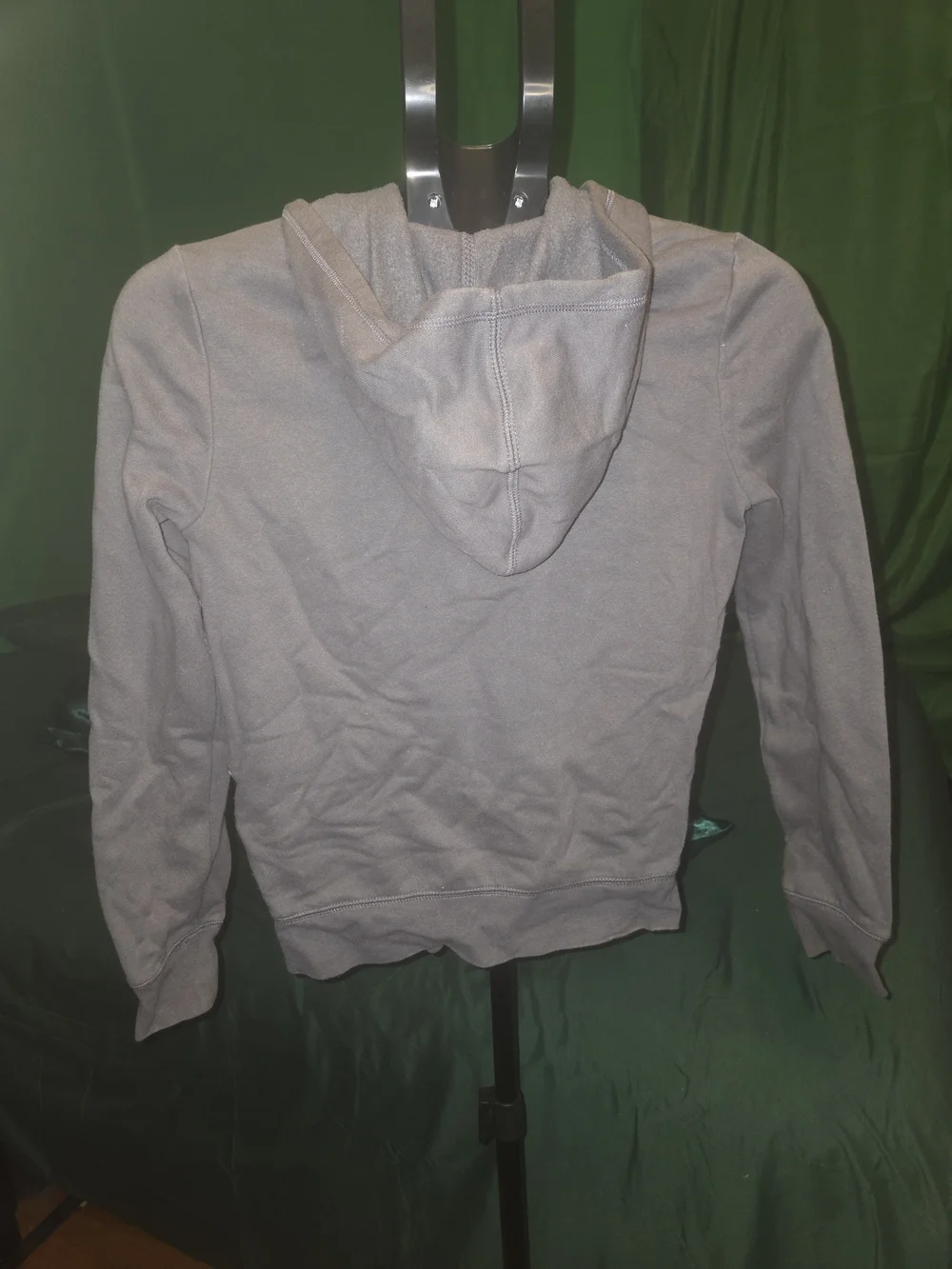 Old Navy Gray Hooded Zip-Up Jacket with Ruffle Stripes